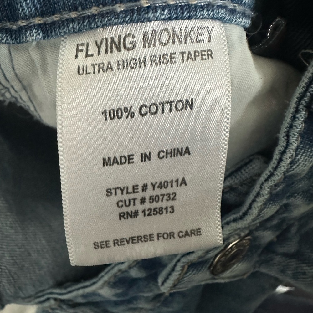 Flying Monkey Distressed High Rise Ripped Light Blue Jeans - Picture 4 of 10